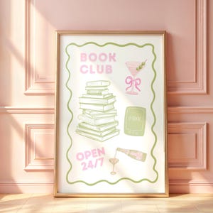 Book Club Print: Martini, Champagne, Books - Literary Wall Art (Digital Download)