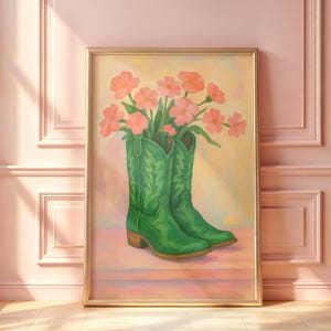 Floral Cowboy Boots Print: Western Wall Art (Digital Download)
