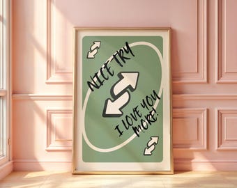Love You More Card Art Print: Sage Green Retro Decor (Digital Download)