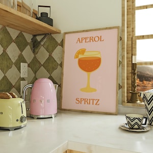 Aperol Spritz Wall Art,Digital Print,Cocktail Poster,Bar Cart Decor,Kitchen Art,Drink Illustration,Modern Home Decor,Digital Download