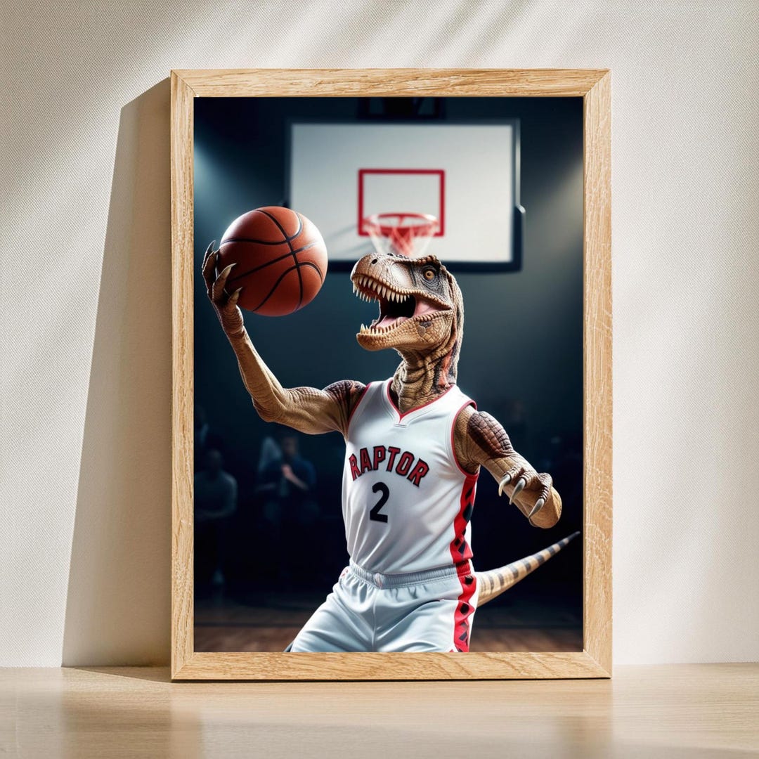 Basketball Playoff Raptor Art Print – Sports Season Wall Decor ...