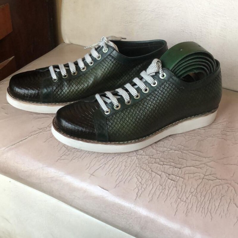 Mens Exotic Sneakers - Alligator Sneakers By Brand  in Color Green main image 0