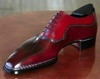 Handmade Red Leather Oxford Shoes: Whole Cut Formal Dress Shoe Customized Shoes