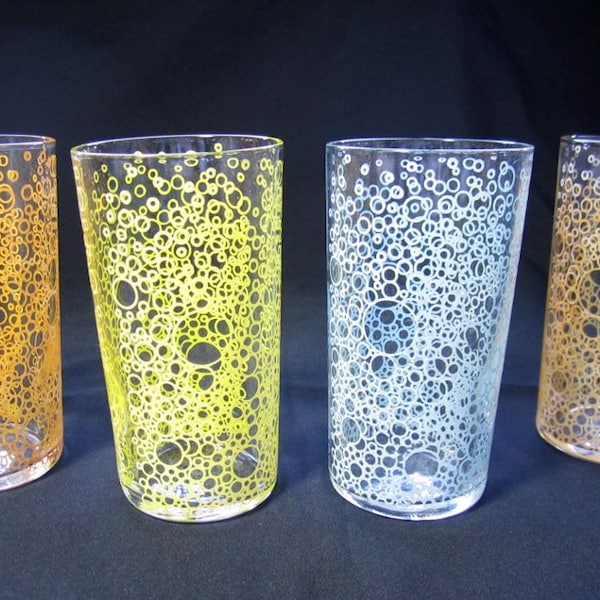 Vintage Drinking GLASSES / BUBBLE Motif / TUMBLERS / Set of 4