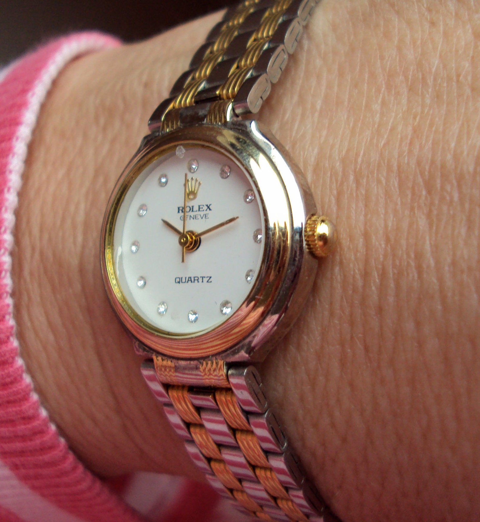 Designer ladies watch Rolex w rhinestones Quartz Geneve Etsy