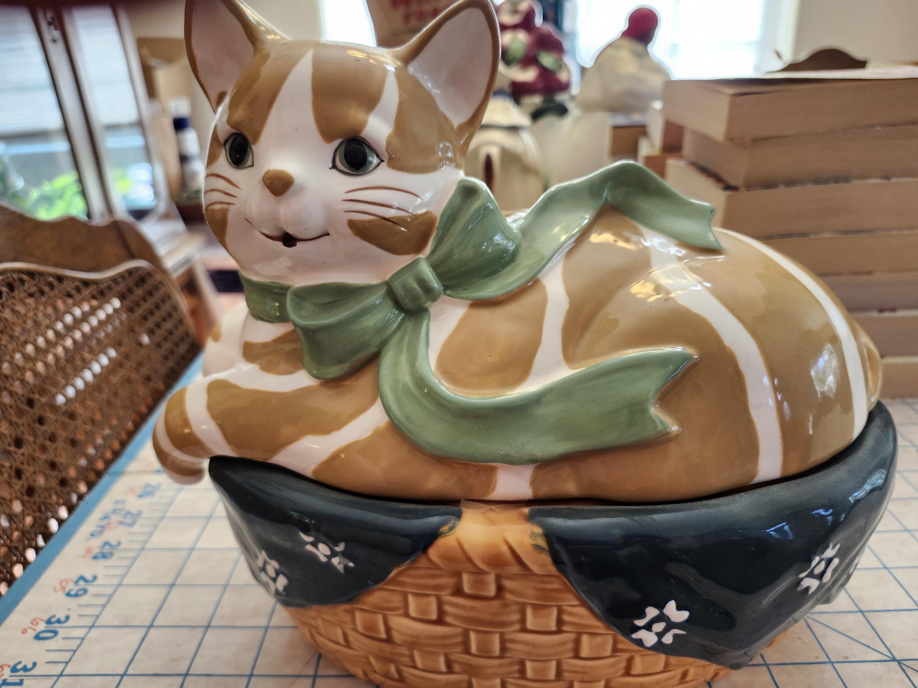 Vintage Cat Cookie Jar - Etsy