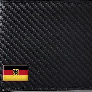 Cartera de piel sintética para hombre con bandera alemana y logotipo.