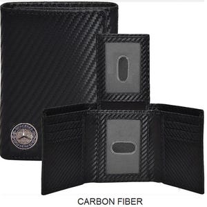 1 billetera triple de cuero genuino Mercedes Benz para hombres - RFID Slim con 9 portatarjetas de crédito y 2 compartimentos para identificación. + caja de regalo