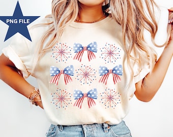 USA Coquette Bow PNG, Retro July 4th Png, Girly America PNG, American Flag png, Fireworks Png, Fourth of July Png, Patriotic Png, Preppy