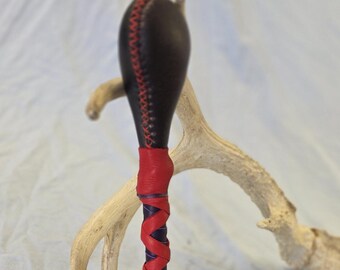 Buffalo black aventurine rawhide rattle