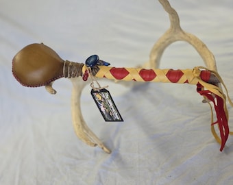 Buffalo rawhide rattle