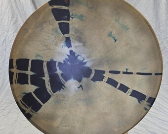 20" Bleached Steerhide Tie-Dye frame drum