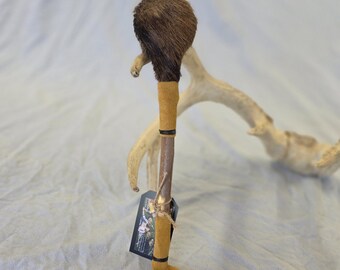 Hair on goatskin rattle