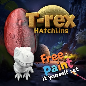 Dino Egg – T-rex| Paint Your Own Baby Bino Kit for Kids | DIY Fantasy Craft Toy | 3D Printed Figurine | Fun Painting Gift Activity