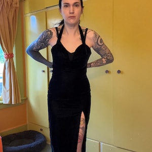 90s Velvet Vamp Dress High Slit