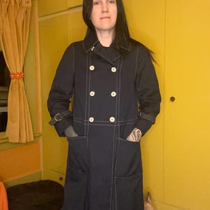 Blue 60s Coat with Contrast Stitching