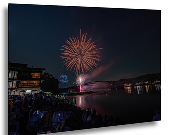 Fly Eagles Fly Nightburst – New Hope Fireworks Over the Delaware | Night Sky Photography | Long-Exposure Festival Print