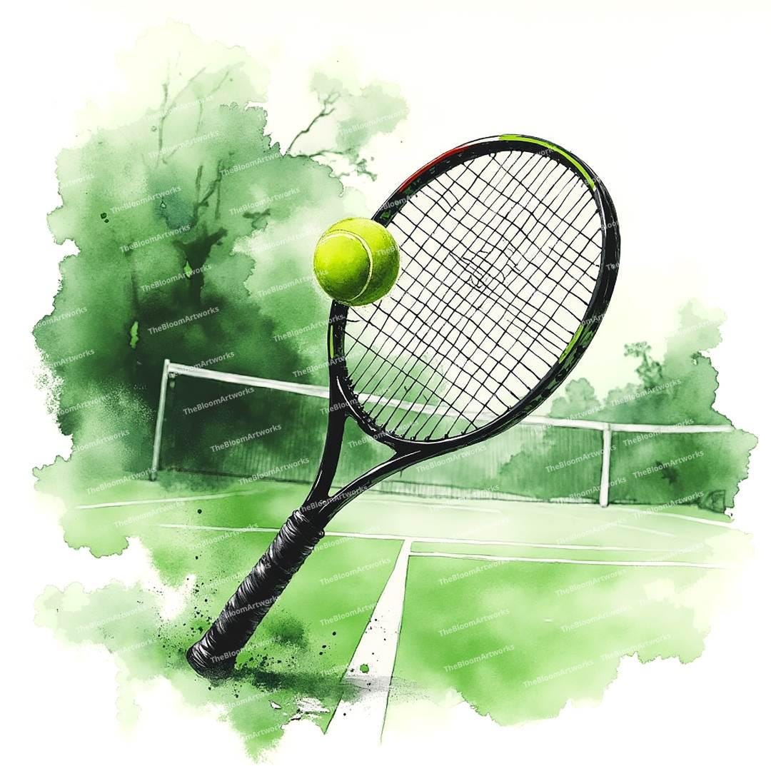 12 Tennis Racket Clipart, Tennis Racket PNG, Printable Watercolor ...