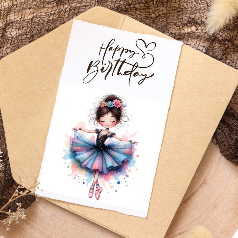 12 Whimsical Ballerina Clipart, Watercolor Ballet Girl, Quirky Girl, Ballet Clipart, High Quality PNG for Junk Journaling, DIY Card Making image 4