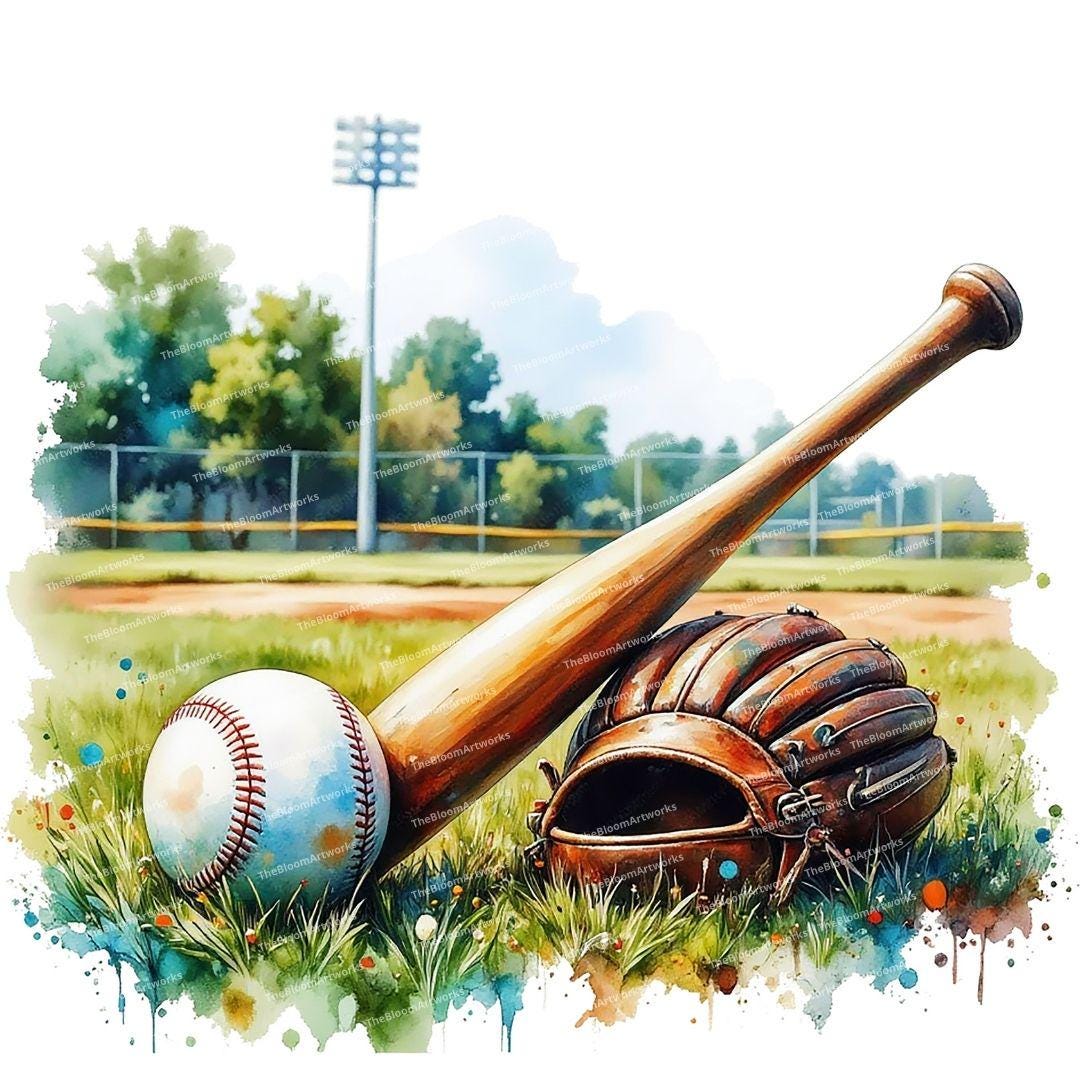 野球のクリップアート12点、水彩野球、野球昇華、野球ボール、高品質