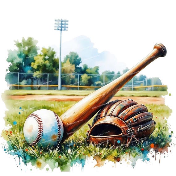 野球のクリップアート12点、水彩野球、野球昇華、野球ボール、高品質