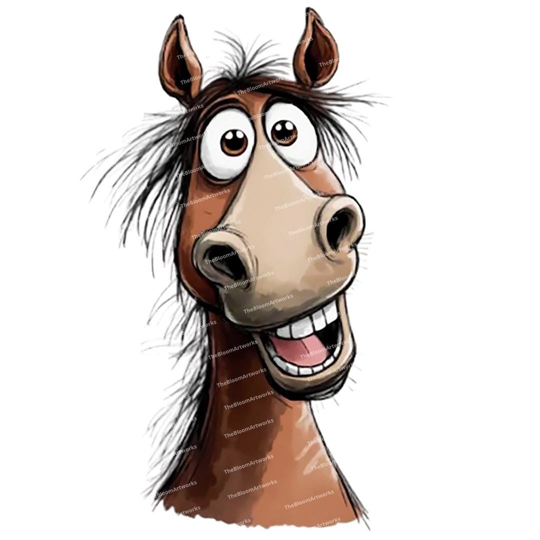 12 Funny Horse Clipart, Cute Cartoon Horse, Horse Sublimation