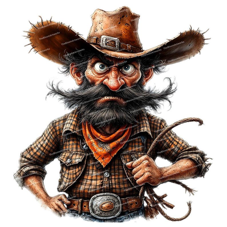 Cartoonish Cowboy Rope 15 Funny Cowboy Clipart, Western Clipart, Country Clipart, Old Man ...