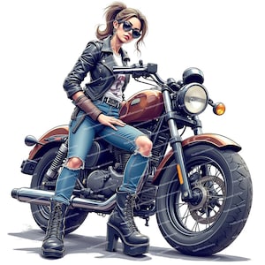 12 Clipart di ragazze motocicliste, Clipart di motociclette, Donne motocicliste, Ragazze motocicliste, JPG di alta qualità, Download digitale, Carta artigianale, Diari spazzatura