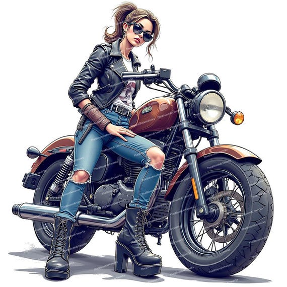 12 Biker Girl Clipart, Motorcycle Clipart, Motorcycle Women, Motorcycle Girl, High Quality JPG, Digital Download, Paper Craft, Junk Journals