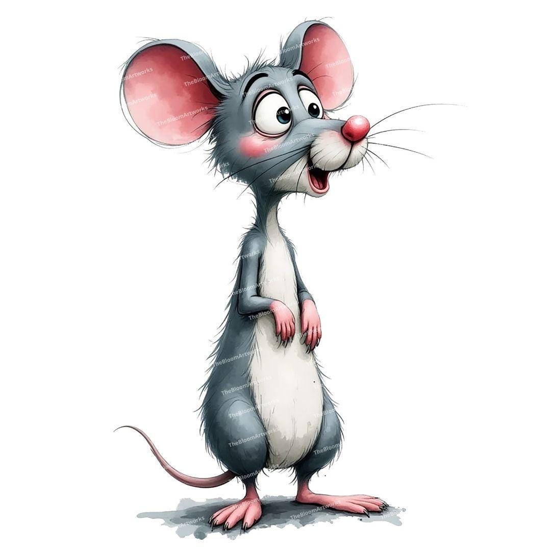 12 Cute Rat Clipart, Cartoon Rat, Adorable Mouse Illustration, Funny ...