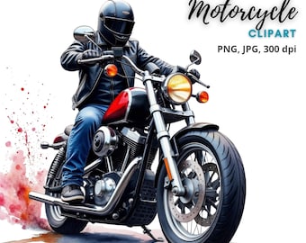 14 Motorcycle Clipart, Motorcycle Graphics, Watercolor Motorcycle, High Quality PNGs, Digital Download, Paper crafts, Junk Journals