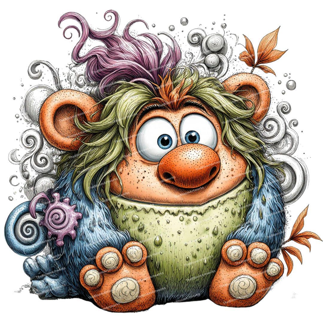 12 Whimsical Monster Clipart, Funny Fantasy Creature, Cute Monster