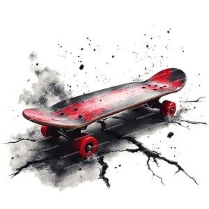 12 Skateboard Clipart, Skate Deck Art, Sport Clipart, Skateboard Illustration, Hochwertige JPGs, Junk Journaling, Scrapbooking, Kartenherstellung
