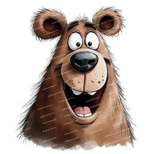 12 images d'ours drôles, ours de dessin animé mignon, motif de sublimation d'ours, clipart de visages d'ours, PNG haute qualité, cartes de vœux, décoration de fête