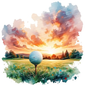 15 cliparts de golf aquarelle, illustrations de golf, clipart de golf, balle et tee de golf, PNG/JPG haute qualité, journaux de bord, création de cartes
