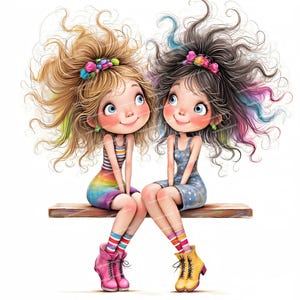 12 Beste Freunde Clipart, Besties Clipart, Schwestern Clipart, Beste Freunde Druck, Hochwertiges JPG, Digitaler Download, Junk Journal