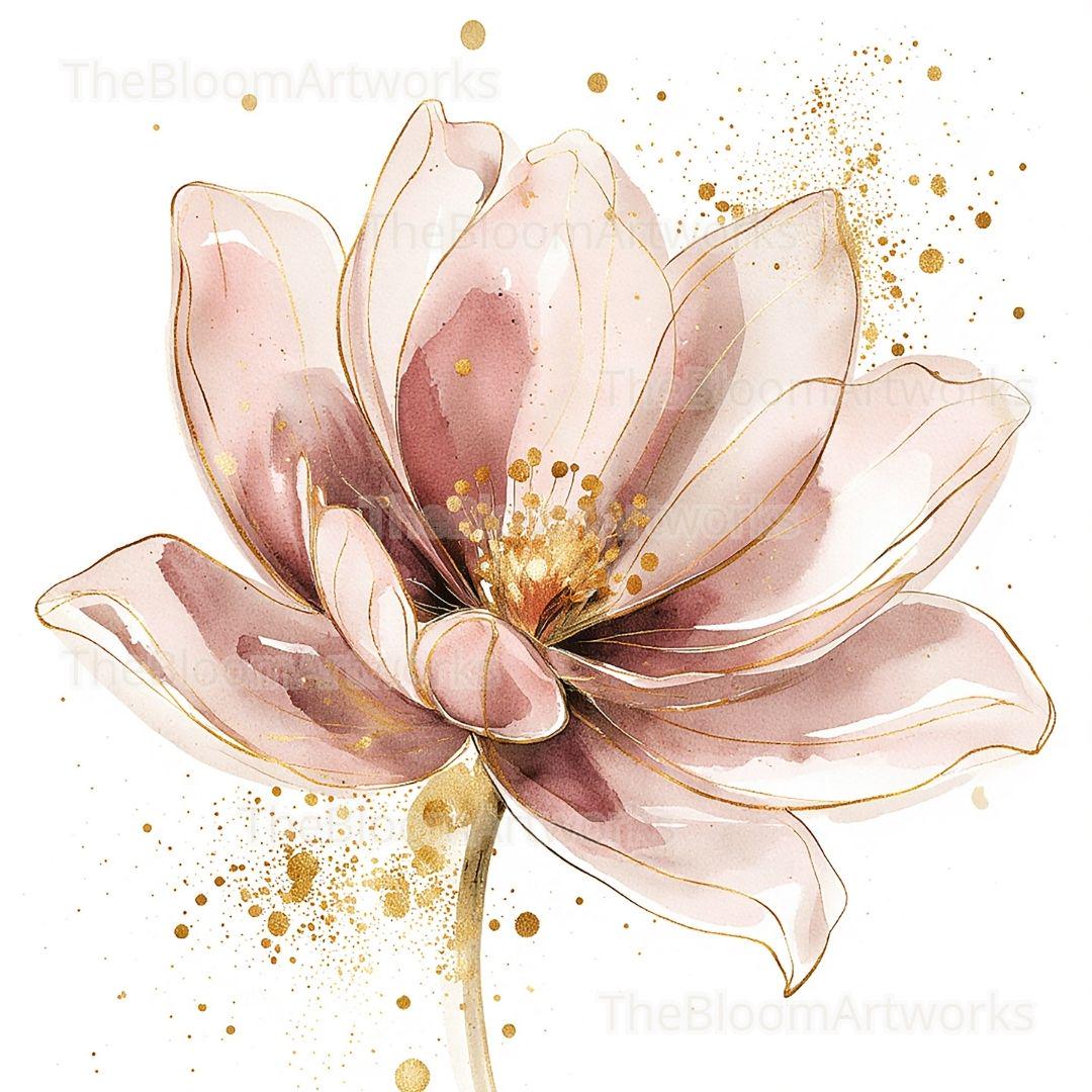 期間限定★値下げ★抽象的な花の絵画 ゴールドフレーム　水彩画 期間限定☆値下げ☆抽象的な花の絵画 ゴールドフレーム 水彩画 【公式