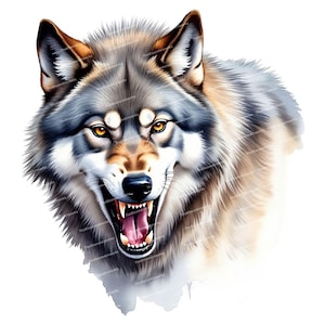 12 imágenes prediseñadas de lobos, ilustraciones realistas de lobos, imágenes prediseñadas de animales salvajes, PNG de alta calidad, diseño de sublimación, imágenes prediseñadas para tarjetas e invitaciones