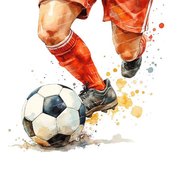 14 Watercolor Soccer Clipart, Football Clipart, Soccer Boots, Sport Clip Art, High Quality PNGs for Junk Journaling Scrapbooking Card Making