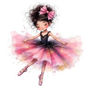 12 Whimsical Ballerina Clipart, Watercolor Ballet Girl, Quirky Girl, Ballet Clipart, High Quality PNG for Junk Journaling, DIY Card Making image 1