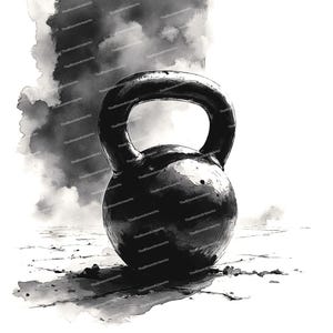 12 clipart de kettlebell, kettlebell grunge, clipart esportivo, estilo fumaça preta, PNG de alta qualidade, design de sublimação, clipart para cartões de convite