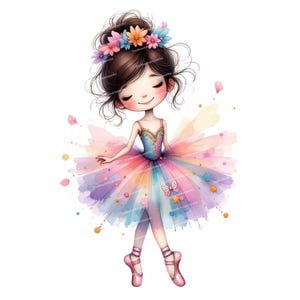 12 Whimsical Ballerina Clipart, Watercolor Ballet Girl, Quirky Girl, Ballet Clipart, High Quality PNG for Junk Journaling, DIY Card Making image 12
