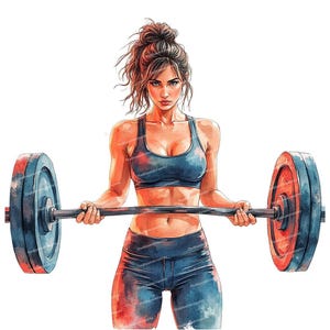 12 imágenes prediseñadas de mujer fitness, mujer deportista, ilustración de mujer fitness, sublimación, PNG/JPG de alta calidad, scrapbooking, creación de tarjetas