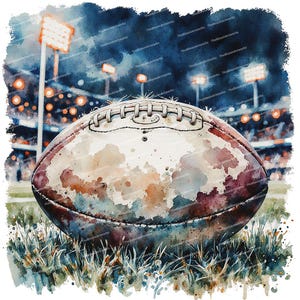 15 cliparts de rugby à l'aquarelle, ballon et joueur de rugby, illustrations sportives imprimables, scène de match, PNG haute qualité, journaux intimes, création de cartes