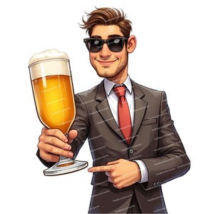 12 Beer Clipart, Funny Man with Beer, Funny Cartoon Clipart, Party Poster, Beer Art, High Quality PNG/JPGs, Junk Journals, Card Making