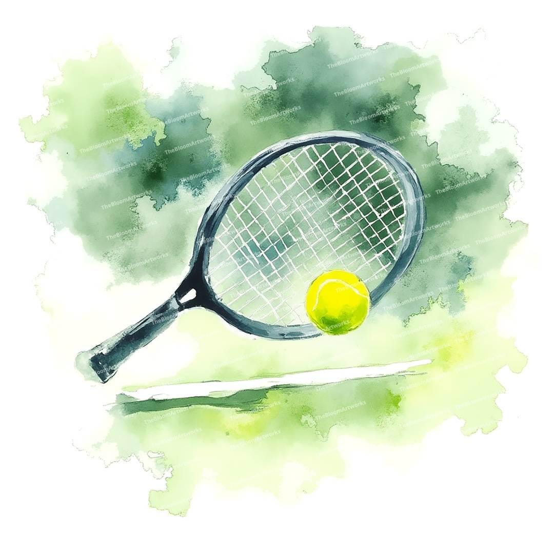 12 Tennis Racket Clipart, Tennis Racket PNG, Printable Watercolor ...