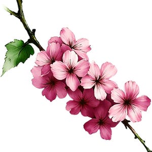 12 Frühlingsblüten Clipart, Sakura Blume, Kirschblüte, Blumenzweig, Hochwertige PNGs, Sublimationsdesign, Clip Art für Karten Einladungen