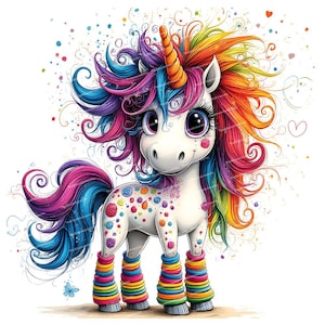 12 wunderliche Einhorn Clipart, Regenbogen Einhorn, lustiges Einhorn, Kinderzimmer Dekor, hochwertige JPGs für Junk Journaling Scrapbooking Kartenherstellung