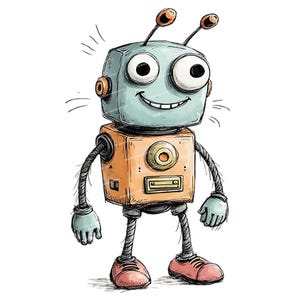 12 imágenes prediseñadas de robots extravagantes, robots de dibujos animados, arte de robots steampunk, PNG de alta calidad, imágenes prediseñadas de dibujos animados para tarjetas, invitaciones y álbumes de recortes.