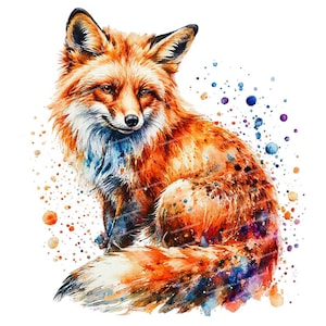 12 cliparts de renards aquarelles, illustration de renards forestiers, décor boisé, PNG haute qualité, design par sublimation, clipart pour cartes d'invitation
